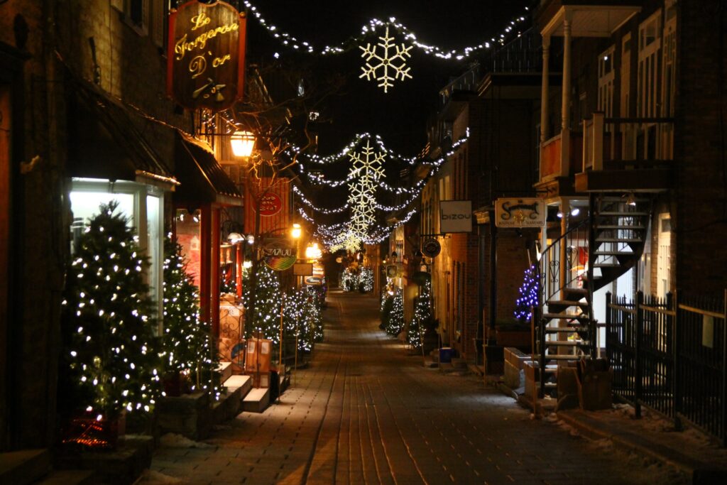 Glowing Christmas Lights And Trees