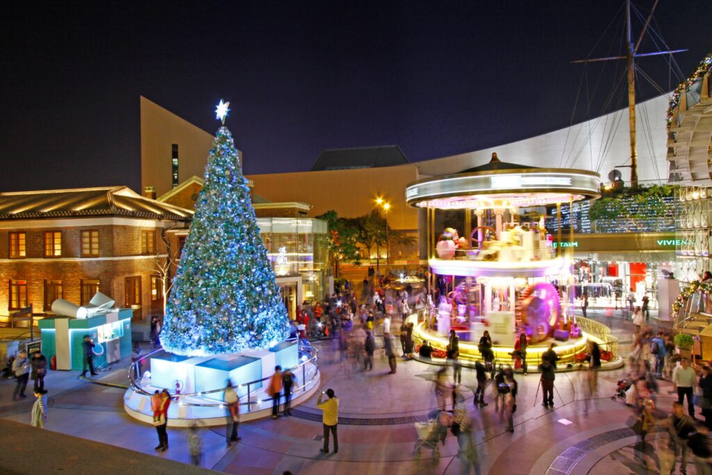 Glowing Christmas Lights And Tree